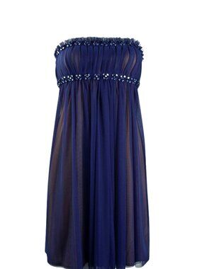 JS Boutique Strapless Beaded Mesh Formal Dress